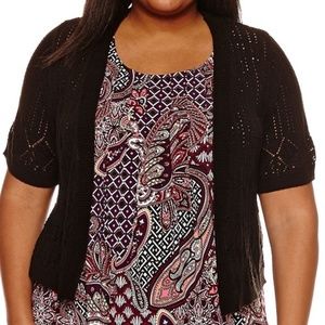 Robbie Bee Plus Size Knit Topper Sweater Cardigan